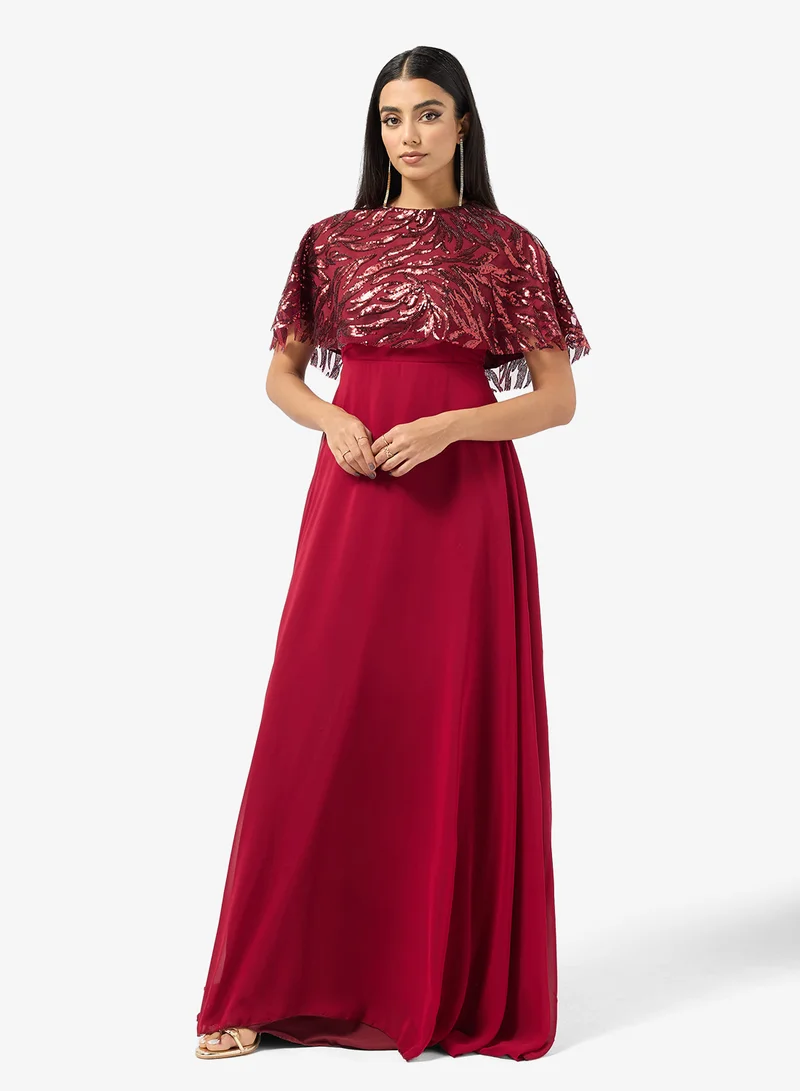 Khizana  Embelished Cape A-line Dress for Women | Best Price UAE