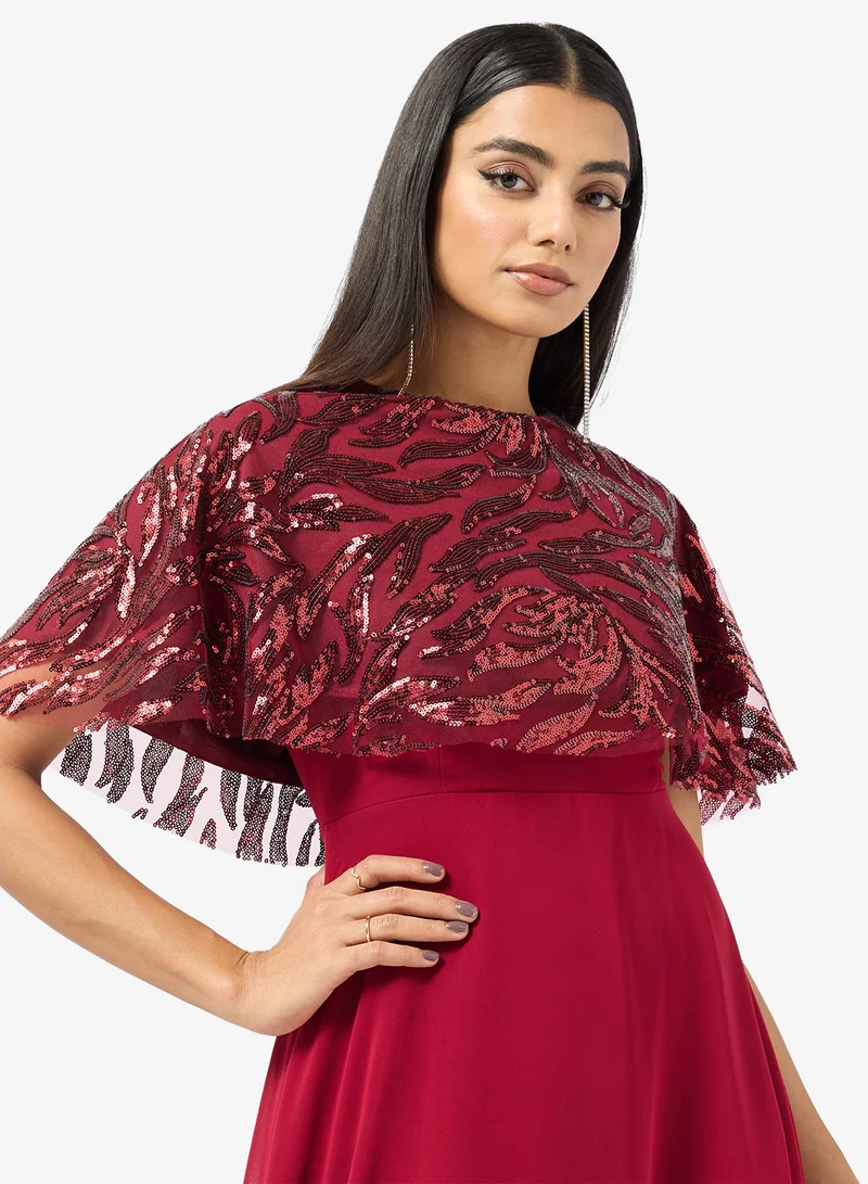 Khizana  Embelished Cape A-line Dress for Women | Best Price UAE