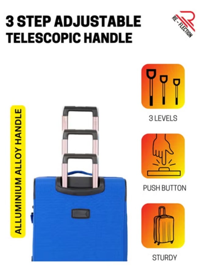 Reflection 20 Inch Crinkle Carryon Suitcase Lightweight Vertical Series Travel Soft Luggage Trolley with 36L Storage Capacity and 4 Spinner Wheels Blue - Image 4