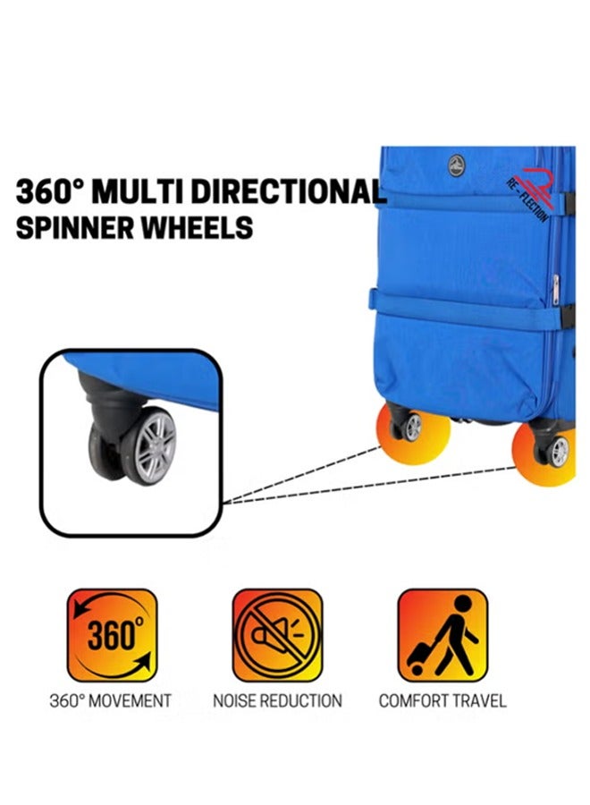 Reflection 20 Inch Crinkle Carryon Suitcase Lightweight Vertical Series Travel Soft Luggage Trolley with 36L Storage Capacity and 4 Spinner Wheels Blue - Image 5