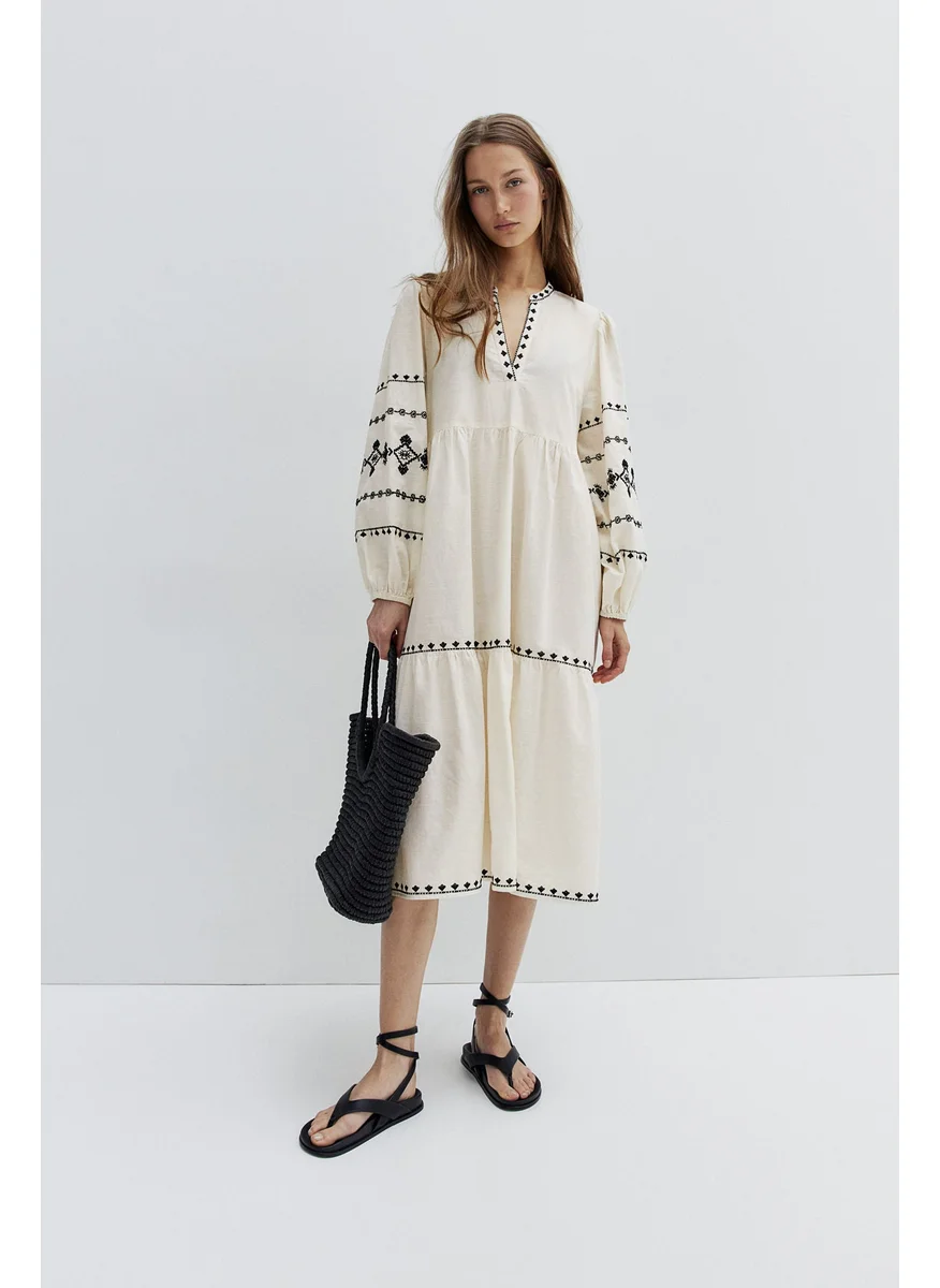 اتش اند ام Embroidered Tunic Dress