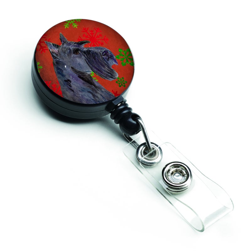 ""Caroline's Treasures Scottish Terrier Red & Green Snowflake Christmas Badge Reel  Multicolor (SS4736BR)""