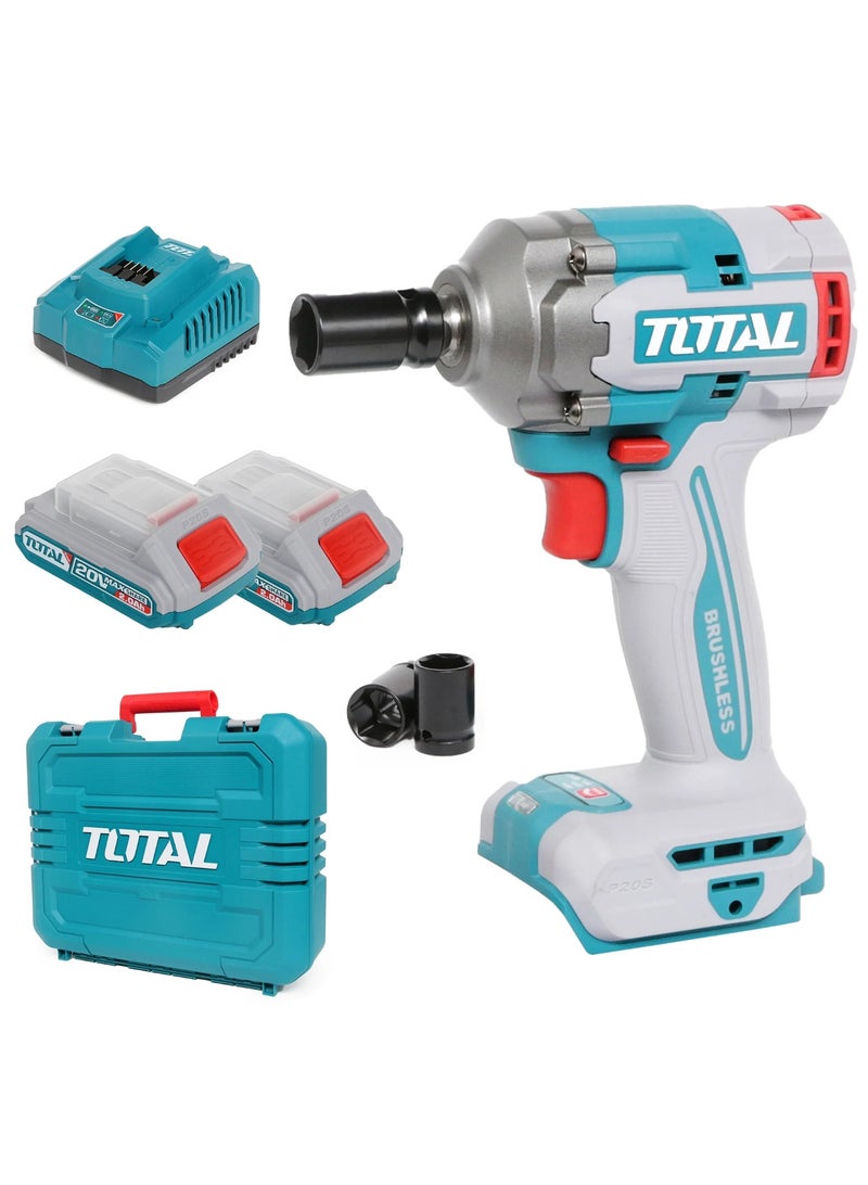 TOTAL TOTAL TWI20406 Brushless Impact Wrench 20V  300Nm Torque  LED Light  Battery & Charger Included - Image 4