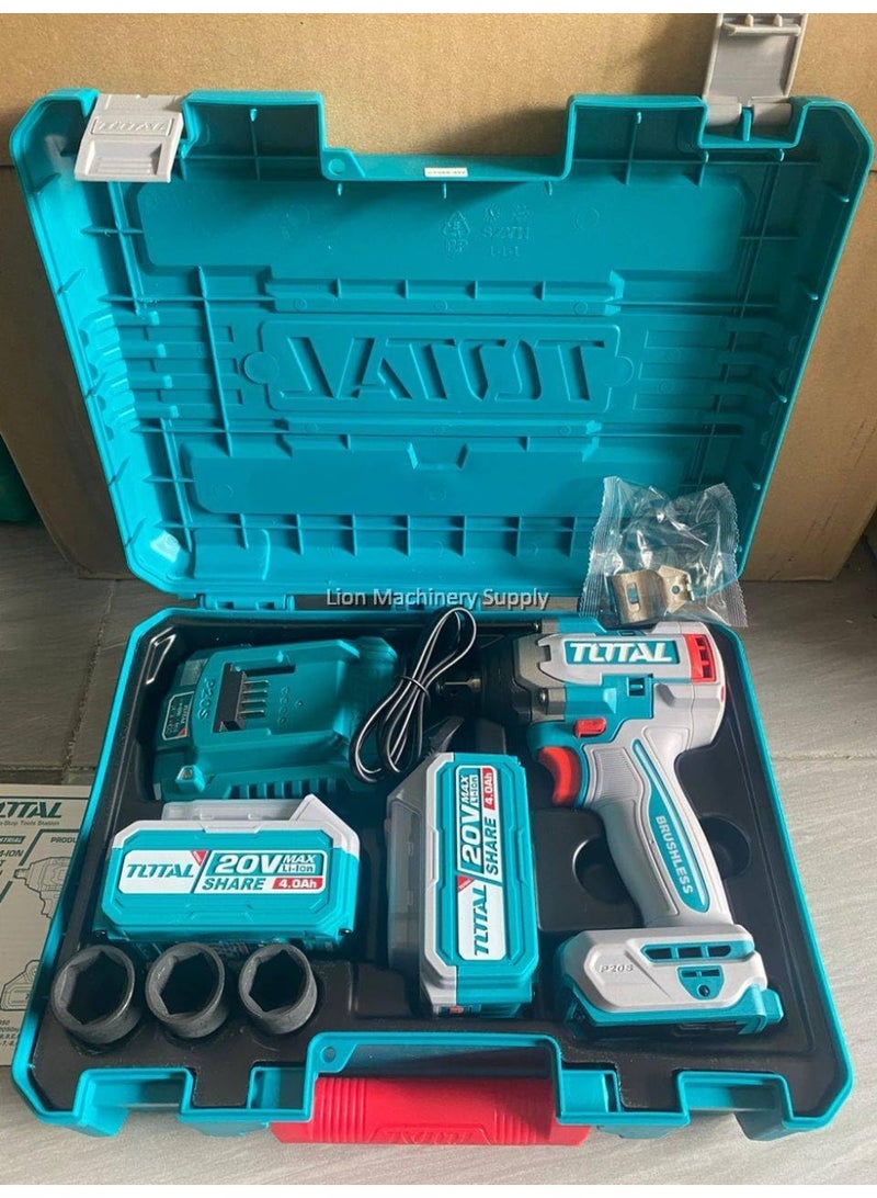 TOTAL TOTAL TWI20406 Brushless Impact Wrench 20V  300Nm Torque  LED Light  Battery & Charger Included - Image 5