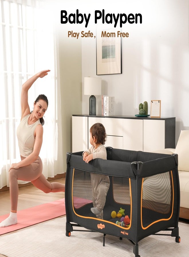 Pamo Babe 6 in 1 Baby Pack and Play with Bassinet - One-Step Setup Travel Crib, Small Portable Playpen for Babies, Portable Baby Bassinet, Changing Table, Toys Bar & Extra Large Storage Bag - Image 5