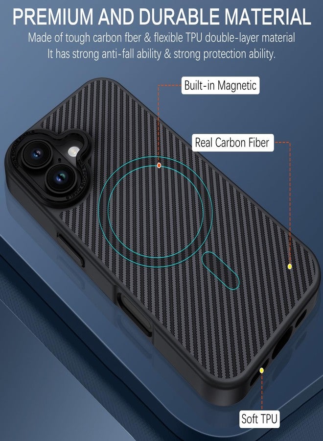 BENTOBEN Carbon Fiber for iPhone 17 Case 2025 [Compatible with MagSafe] Magnetic Phone Case iPhone 17 6.3" Slim Thin Smooth TPU Bumper with Drop Protection Anti-Yellow Women Men Cases Cover, Black - Image 3
