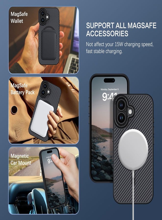 BENTOBEN Carbon Fiber for iPhone 17 Case 2025 [Compatible with MagSafe] Magnetic Phone Case iPhone 17 6.3" Slim Thin Smooth TPU Bumper with Drop Protection Anti-Yellow Women Men Cases Cover, Black - Image 2
