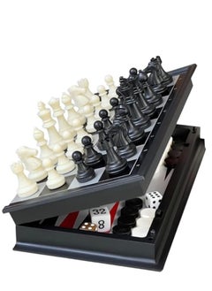 Magnetic Chess, Checkers and Backgammon Game Set in a Box 3 in 1 Folding Portable 25cm Perfect for Travel Intense Value, Strategy  - Image 1