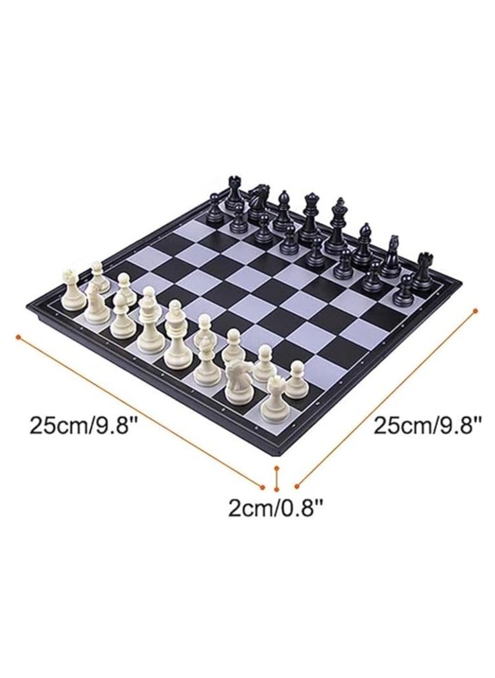 null - Magnetic Chess, Checkers and Backgammon Game Set in a Box 3 in 1 Folding Portable 25cm Perfect for Travel Intense Value, Strategy - Image 1