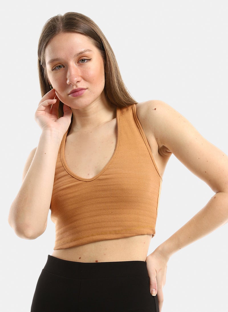 belle Slim Fit Solid Sleeveless Cropped Top - Image 4