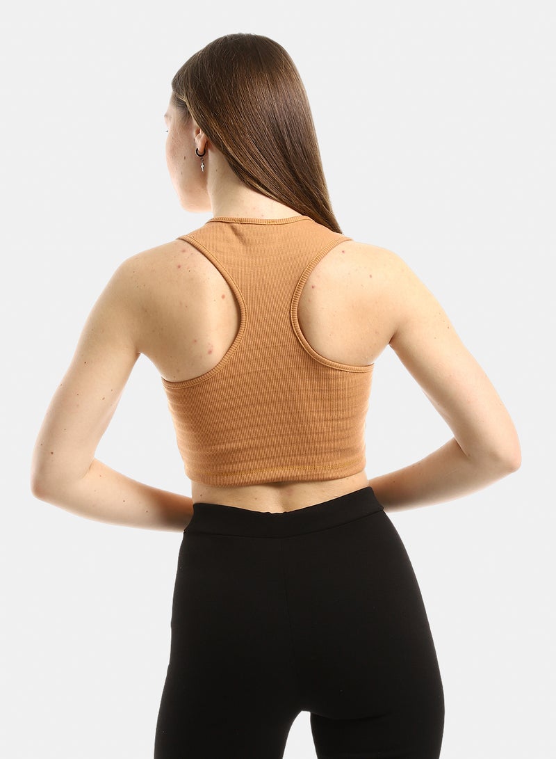 belle Slim Fit Solid Sleeveless Cropped Top - Image 3