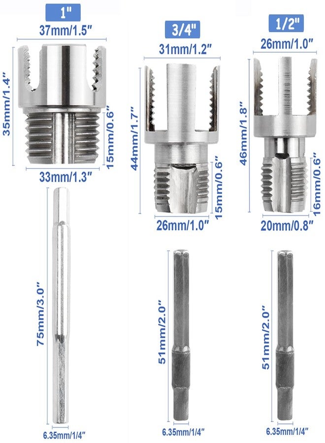Wolfride 3Pcs Pipe Thread Cutting Tool, Integrated Internal & External Pipe Threading Tool PVC & Plastic Pipe Threader Kit 1/2" 3/4" 1" - Image 2