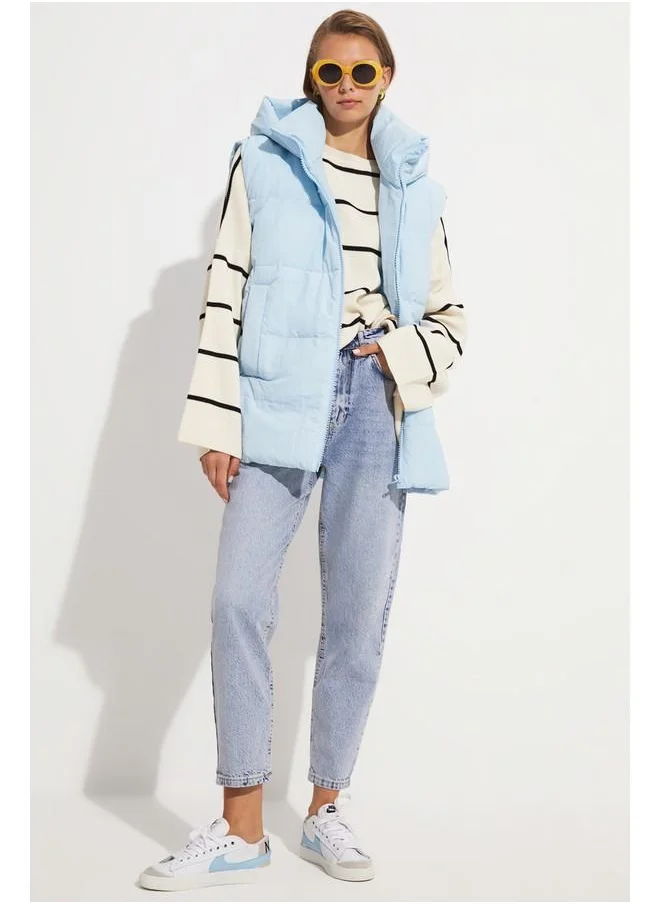 JUNE June Hooded Vest Blue
