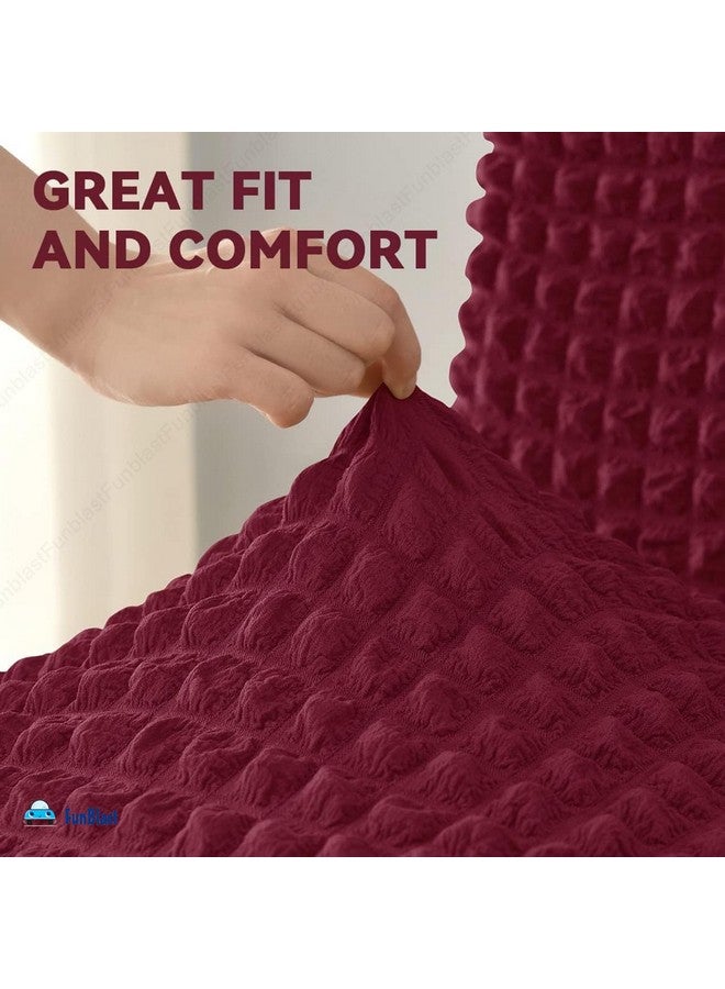 FunBlast FunBlast Turkish Bubble Frill Chair Cover Stretch Removable Washable Short Dining Chair Cover Protector Seat Slipcover, Elastic Stretch Chair Cover Protector Seat Slipcover (Maroon, Pack of 4)  - Image 4