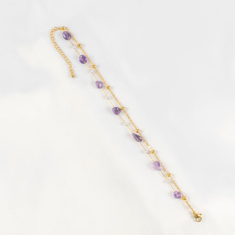 أنسيال أستانليس ستيل ذهبي مرصع بأحجار بنفسجي - Image 1