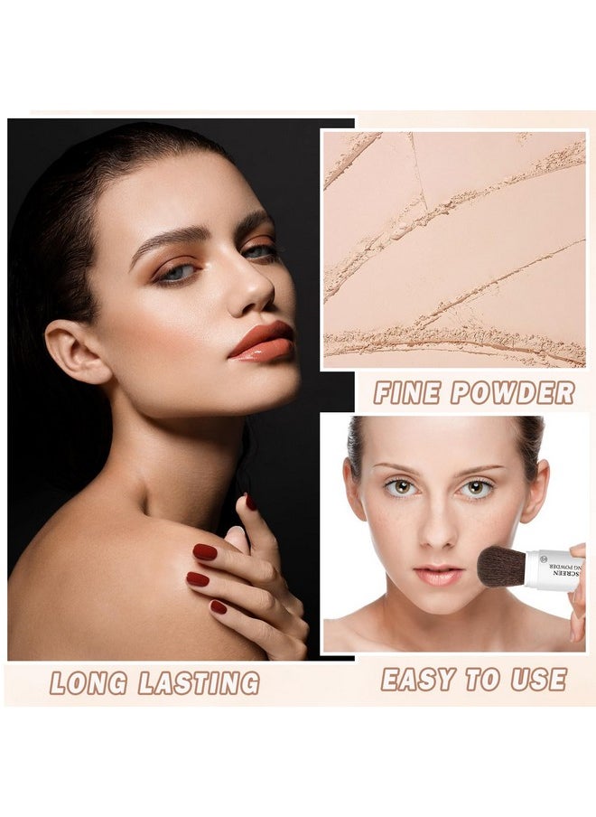 XINGXYUEL Mineral Sunscreen Setting Powder Mineral Brush Powder SPF 35 PA+++ Oil Control Matte Effect Lightweight Breathable Translucent Powder Setting Powder Sunscreen Makeup for Face with Brush-01 Translucent  - Image 4
