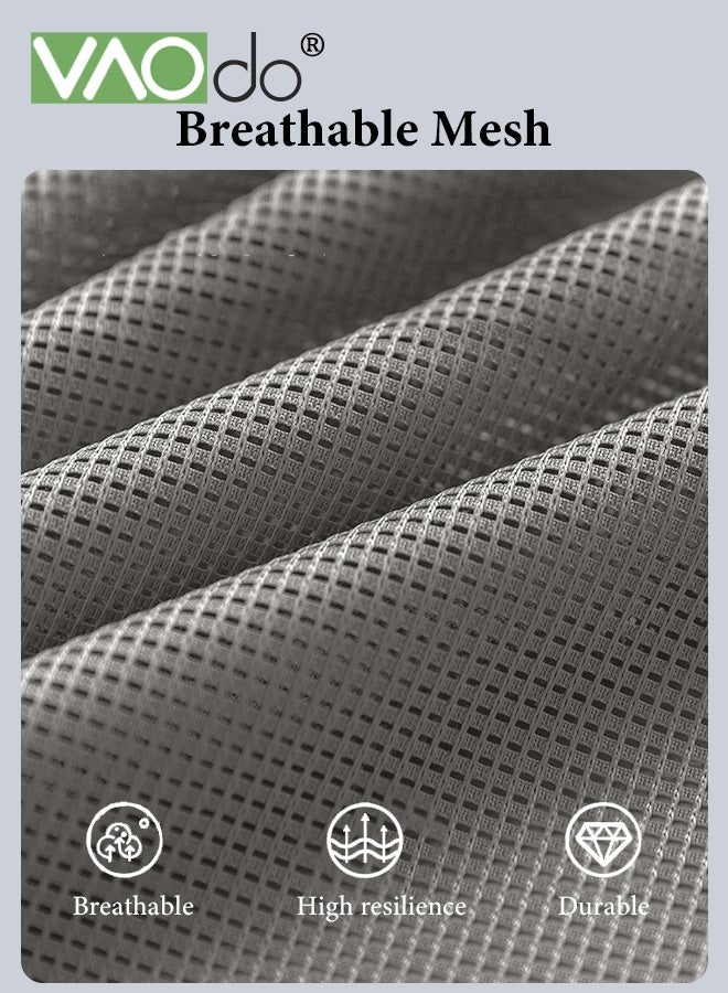 فاو دو كرسي مكتب مريح، كراسي مكتب شبكي منزلي بعجلات، كرسي مكتب شبكي منزلي بعجلات، كرسي ألعاب مريح، مسند رأس داعم بأذرع قابلة للقلب لأعلى، مسند قطني قابل للتعديل، كرسي دوار هزاز رمادي - Image 3