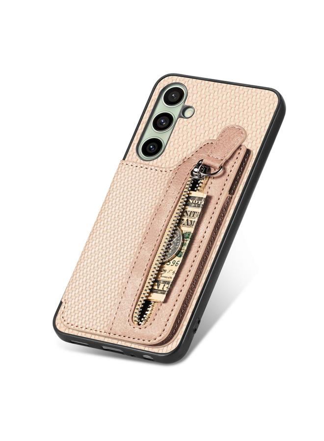 اس-توب جراب لهاتف Samsung Galaxy A56 5G مصنوع من ألياف الكربون مع محفظة وسحاب أفقي - Image 5