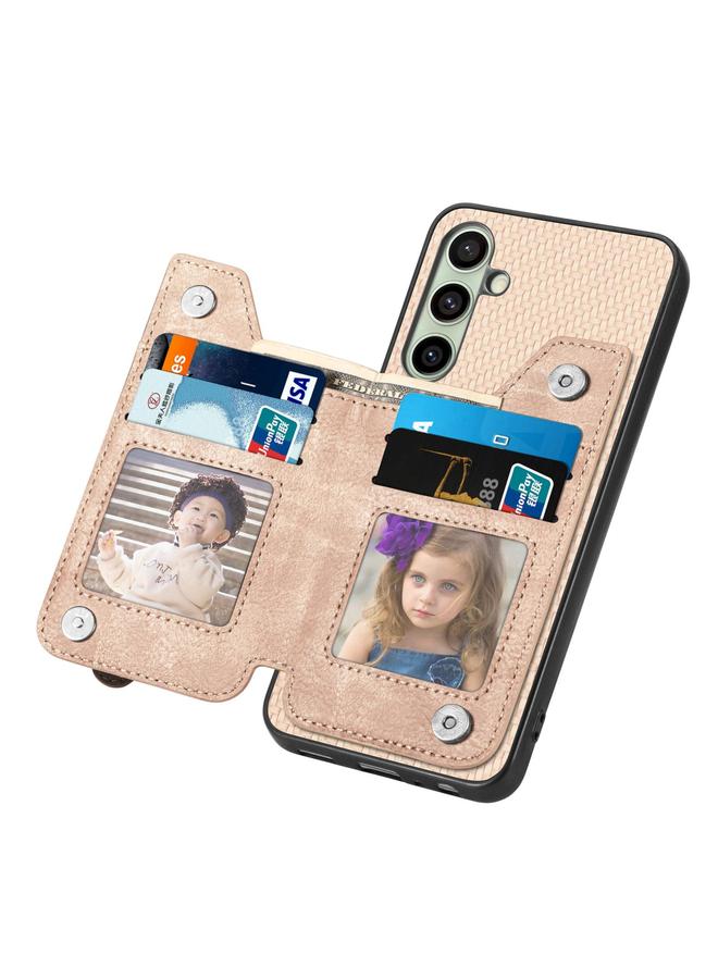 اس-توب جراب لهاتف Samsung Galaxy A56 5G مصنوع من ألياف الكربون مع محفظة وسحاب أفقي - Image 4