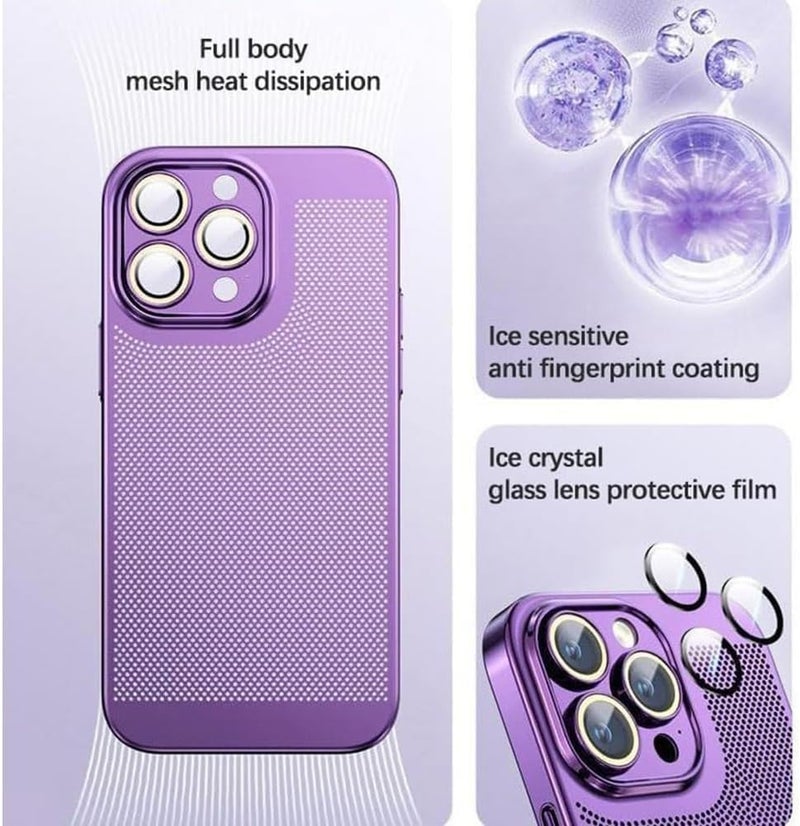 HuHa Case Cover For iPhone 14 Pro Max Fine Mesh Cooling Phone Case(Gold) - Image 5