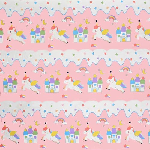 Filymore Star Unicorn Single Bedsheet for Kids Girls 240 TC Cute Cartoon Bedspread Microfiber (Size 60 X 90 Inches) 1 Bedsheet with Pillow Cover (SkyBlue Red and White) - Image 3
