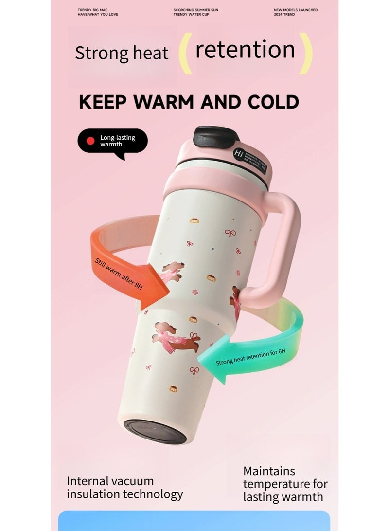 ✨ 1000ML Thermal Flask & Vacuum Cup ✨ Cute Dog Water Bottle for Girls - 12H Heat/Cold Retention, Leakproof, 316 Stainless Steel - Image 1