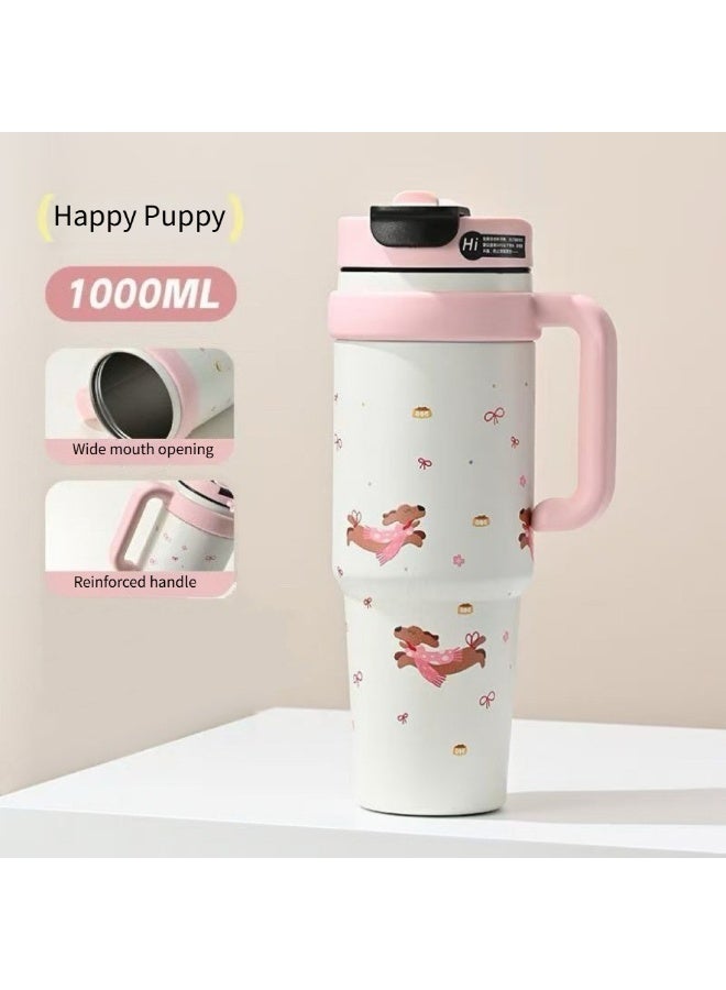 ✨ 1000ML Thermal Flask & Vacuum Cup ✨ Cute Dog Water Bottle for Girls - 12H Heat/Cold Retention, Leakproof, 316 Stainless Steel - Image 3