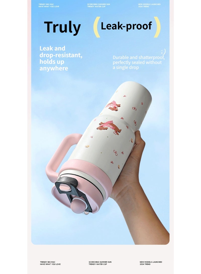 ✨ 1000ML Thermal Flask & Vacuum Cup ✨ Cute Dog Water Bottle for Girls - 12H Heat/Cold Retention, Leakproof, 316 Stainless Steel - Image 2