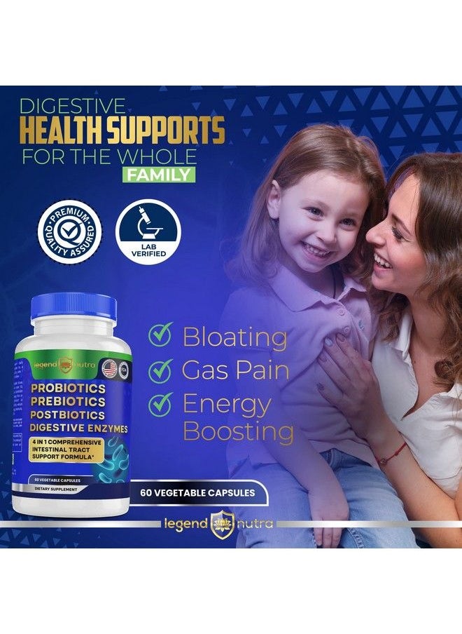 Legend Nutra - Probiotics Prebiotics Postbiotics Digestive Enzymes 4 In 1 Formula 60 Count (Pack Of 1) - Image 1