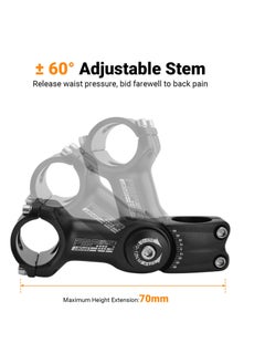 Excefore Bike Stem, 110mm Adjustable MTB Stem, Aluminum Alloy Mountain Bike Handlebar Riser Extender, for Most Mountain Bike Road City Bike MTB  - Image 2