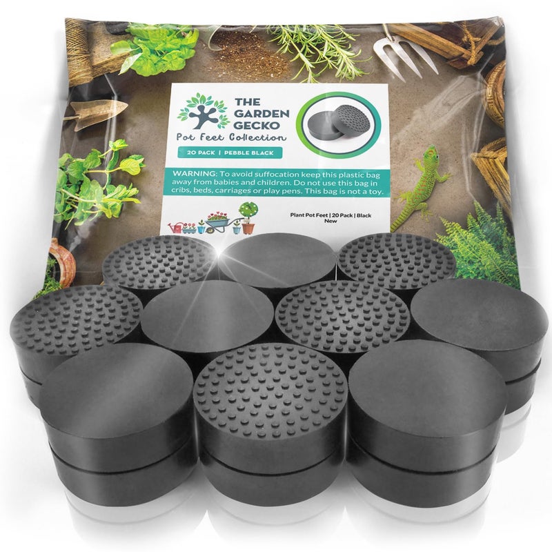The Garden Gecko Invisible Pot feet for Outdoor Plant pots and Flowers. Solid Rubber Pot risers with Enhanced Grip | 20 Pack. - Image 1