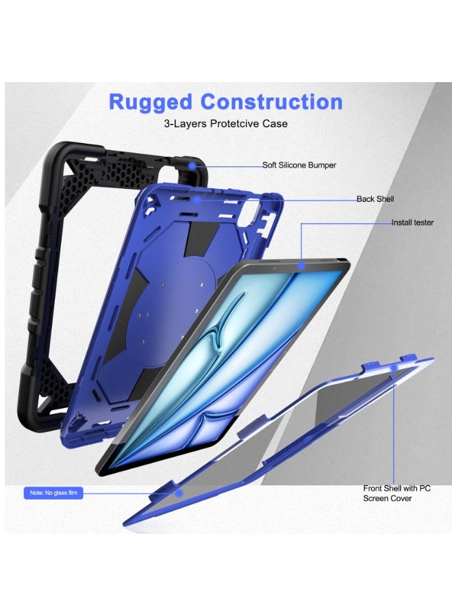 general Case for iPad air 6  11inch 2024 with Pencil Holder , Heavy Duty Shockproof Rugged Protective Case with 360° Rotate Hand Stand - Image 4