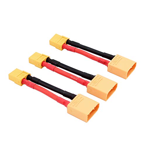 OliYin 3pcs XT90 Male to XT60 Female Connector Converter Adaptor with 12awg 1.96inch 5cm Cable(Pack of 3) - Image 1