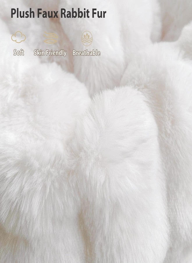 LIFEREVO 2 Pack Fluffy Faux Rabbit Fur Throw Pillow Covers, Luxury Plush Shaggy 18x18 Bubble Waffle Cushion Covers Zipper Closure, Decorative Furry Fuzzy Pillow Shams for Bedroom Living Room, White - Image 4