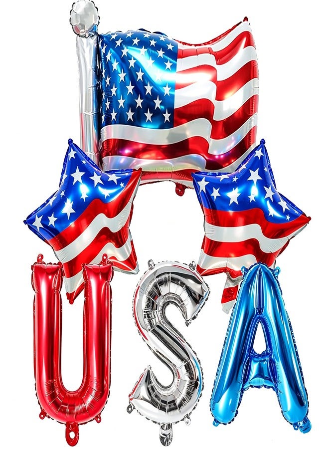 KHC-KHF 4th of July Foil Balloons Set Patriotic USA Red White Blue Balloons Independence Day Party Decorations Veterans Day Military Celebration Memorial Day - Image 1