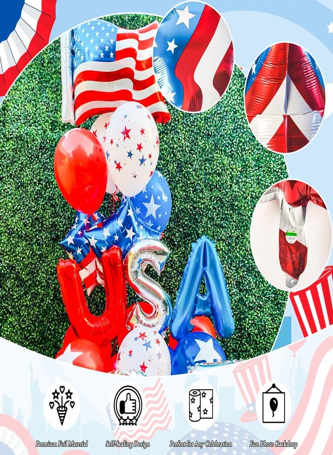 KHC-KHF 4th of July Foil Balloons Set Patriotic USA Red White Blue Balloons Independence Day Party Decorations Veterans Day Military Celebration Memorial Day - Image 4