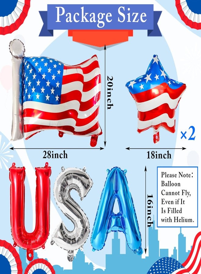 KHC-KHF 4th of July Foil Balloons Set Patriotic USA Red White Blue Balloons Independence Day Party Decorations Veterans Day Military Celebration Memorial Day - Image 3