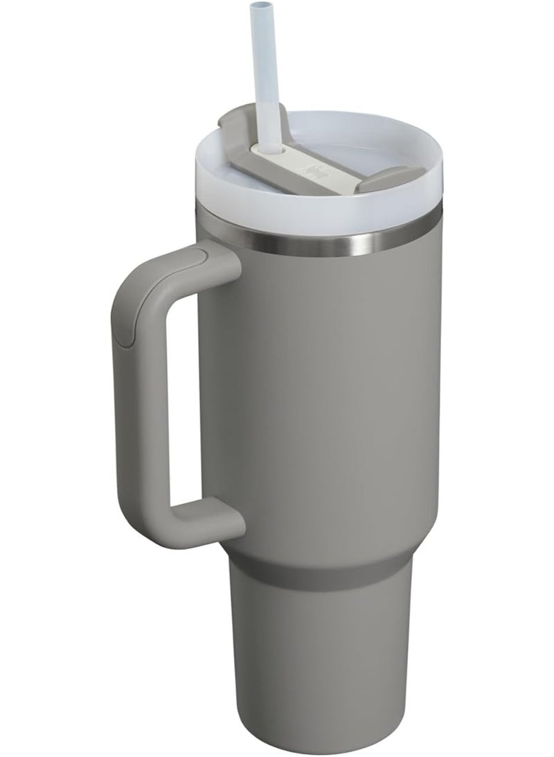 Stanley cup 40 oz Thermal Mug with Straw and Handle, 1200 ml Coffee Mug To Go, Double-Walled Stainless Steel Vacuum Insulated Mug with Lid, Portable Car Mug for Hot and Cold Drinks (Grey) - Image 2