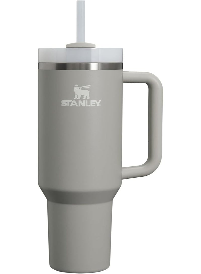 Stanley cup 40 oz Thermal Mug with Straw and Handle, 1200 ml Coffee Mug To Go, Double-Walled Stainless Steel Vacuum Insulated Mug with Lid, Portable Car Mug for Hot and Cold Drinks (Grey) - Image 1