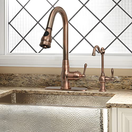 Akicon Kitchen Water Filter Faucet, Brass Body 100% Lead-Free Drinking Water Faucet Fits Most Reverse Osmosis Units or Filtration System, Non-Air Gap, Cold Water Only(Antique Copper) - Image 2