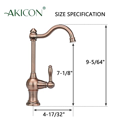 Akicon Kitchen Water Filter Faucet, Brass Body 100% Lead-Free Drinking Water Faucet Fits Most Reverse Osmosis Units or Filtration System, Non-Air Gap, Cold Water Only(Antique Copper) - Image 5