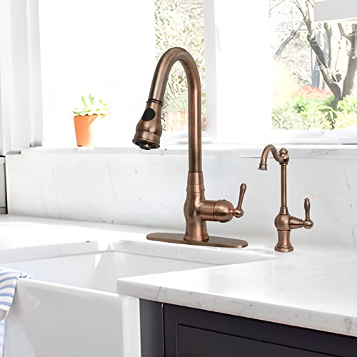 Akicon Kitchen Water Filter Faucet, Brass Body 100% Lead-Free Drinking Water Faucet Fits Most Reverse Osmosis Units or Filtration System, Non-Air Gap, Cold Water Only(Antique Copper) - Image 4
