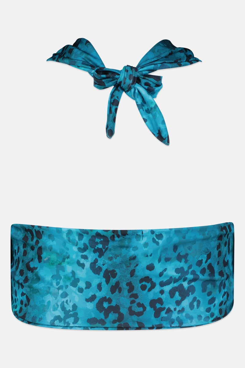 boohoo Women Plus Tropicana Cross Front Bikini Crop Top, Multicolor - Image 2