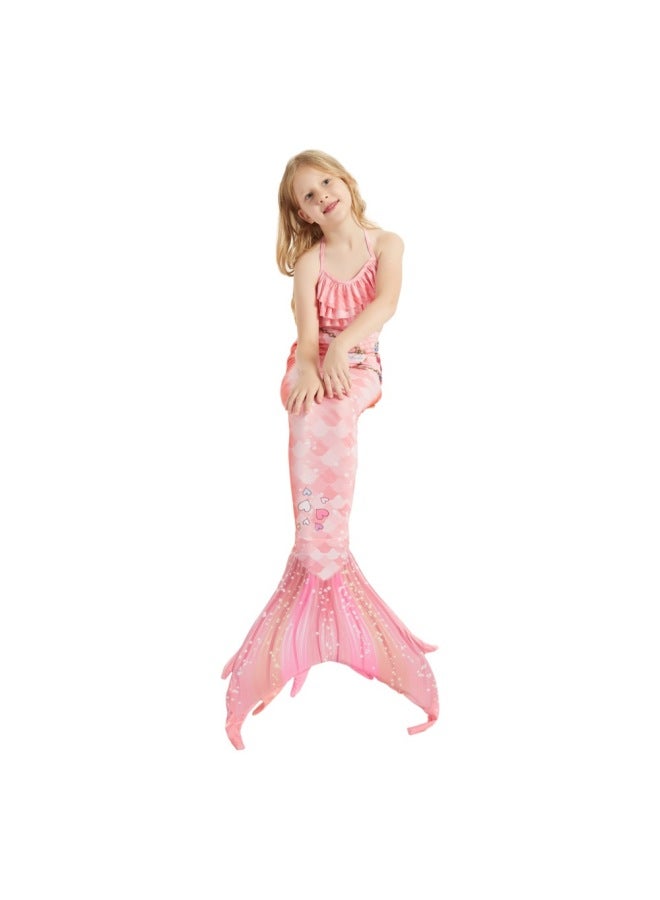 Loquat Children's Mermaid Swimsuit Girls Mermaid Swimsuit Mermaid Princess Suit Mermaid Tail Performance Suit-Color:E418 Three-piece Set- - Image 1