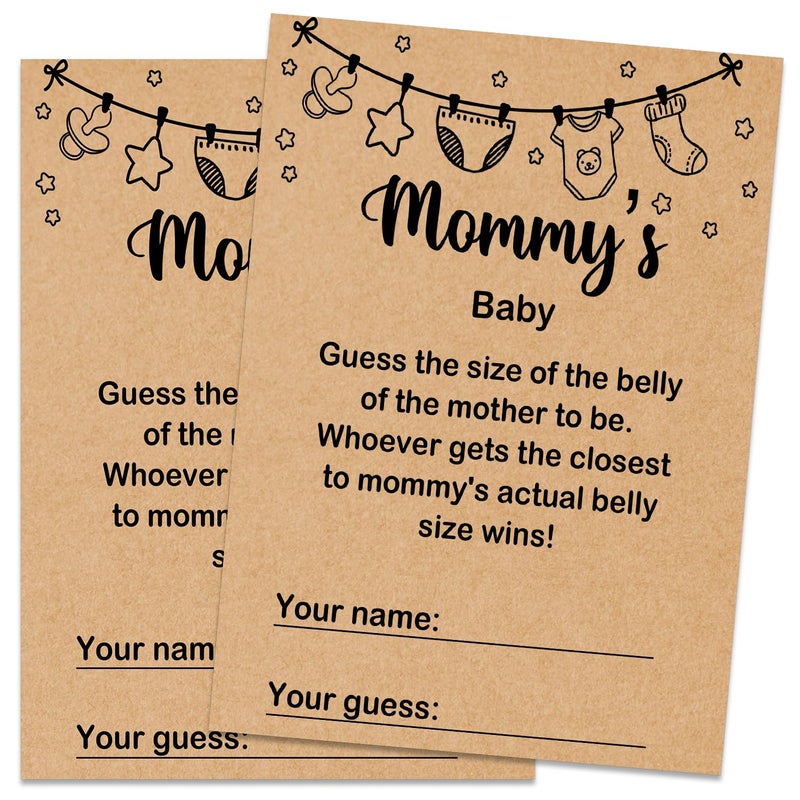 Misaidou Mommys Baby Shower Game Guess Mommys Actual Belly Size Game Cards Baby Shower Party Games Supplies  Activities 30 Game Cards Included Kraft