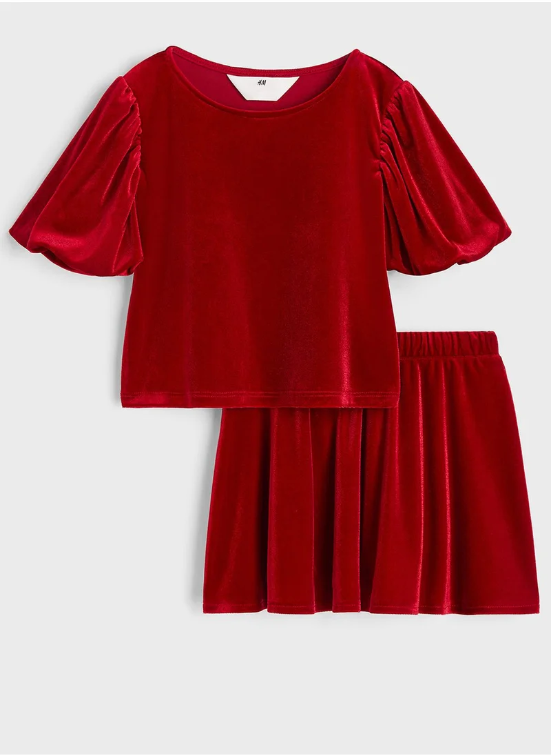 اتش اند ام Kids Crew Neck Top & Skirt Set
