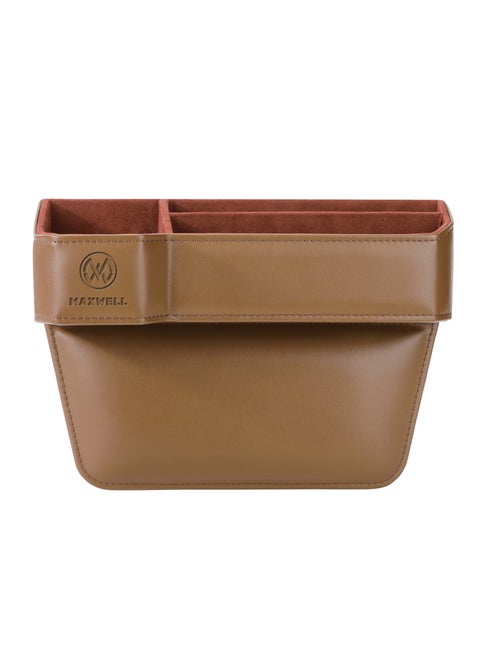 Maxwell Drive Vault Car Seat Gap Seam Storage Box Cup Holder Additional Storage for Your Devices Like Mobile Phone Tablets Eyeglasses Wallet Money Coins Notebook Pen Organizer Keys Organizer (Coffee)