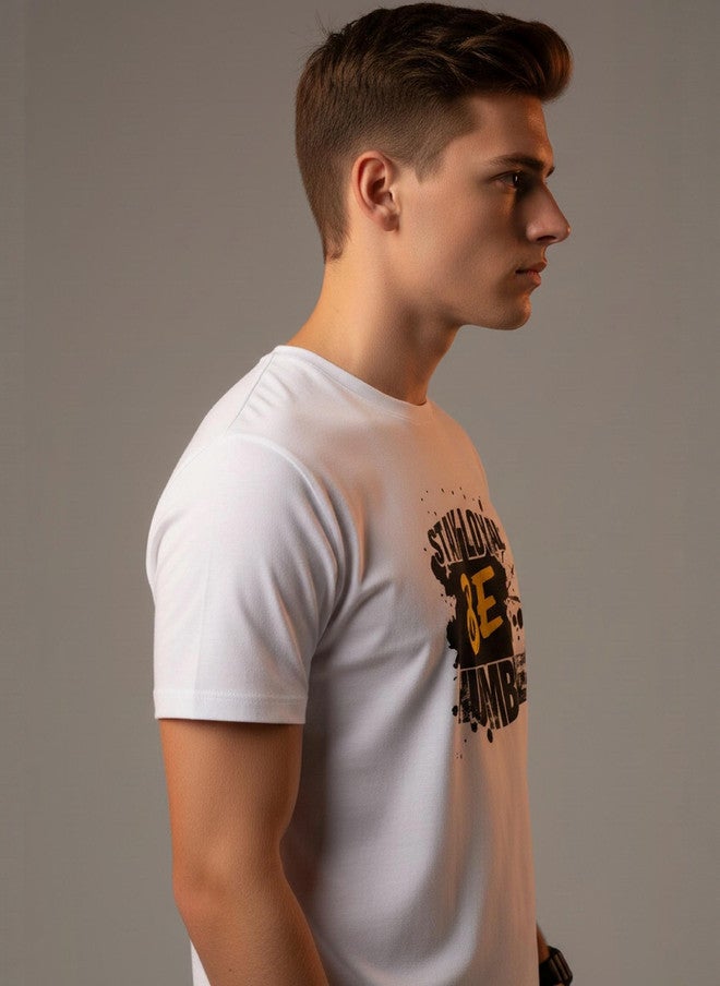 OUTLAWS Men's White Typography Printed Round Neck T-Shirt | 100% Pure Cotton | Color Lock Technology | No Shrinkage | Soft & Breathable Casual Wear - Image 4