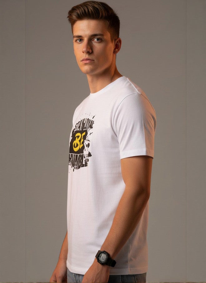 OUTLAWS Men's White Typography Printed Round Neck T-Shirt | 100% Pure Cotton | Color Lock Technology | No Shrinkage | Soft & Breathable Casual Wear - Image 5