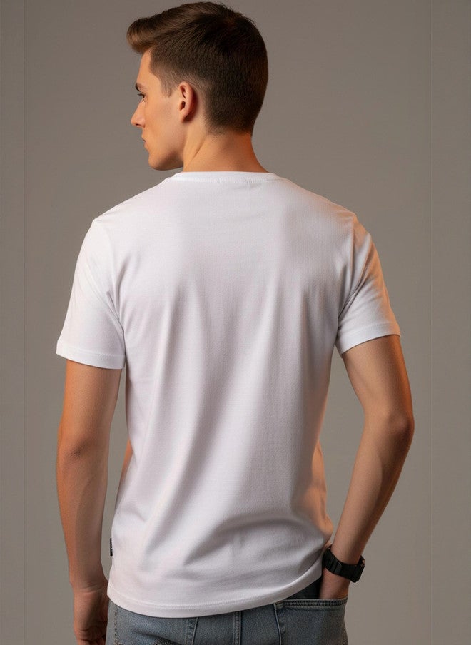 OUTLAWS Men's White Typography Printed Round Neck T-Shirt | 100% Pure Cotton | Color Lock Technology | No Shrinkage | Soft & Breathable Casual Wear - Image 2